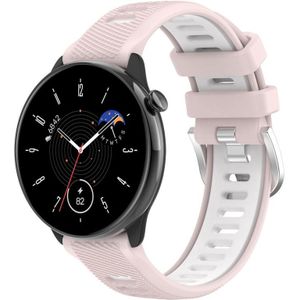 Voor Samsung Galaxy Watch 6 40 mm 20 mm sport tweekleurige stalen gesp siliconen horlogeband (roze + wit)