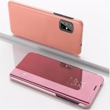 For Samsung Galaxy A71 5G Plated Mirror Horizontal Flip Leather Case with Holder(Rose Gold)