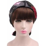 2 PCS TJM-226 Ladies Satin Print Ribbon Bow Turban Hat Night Cap Silk Chemotherapy Hat Long Tail Braid Hat(Royal Blue)