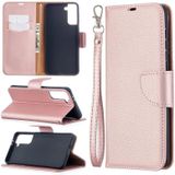 For Samsung Galaxy S30 Plus Litchi Texture Pure Color Horizontal Flip Leather Case with Holder & Card Slots & Wallet & Lanyard(Rose Gold)