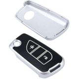 Car Auto PU Leather Intelligence Two Buttons Luminous Effect Key Ring Protection Cover for 2014 Version RAV4 2015 Version Highlander(Silver)