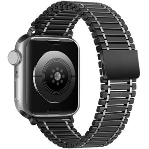 Ketting magnetische roestvrijstalen horlogeband voor Apple Watch Ultra 49 mm / serie 8 & 7 45 mm / SE 2 & 6 & SE & 5 & 4 44 mm / 3 & 2 & 1 42 mm (zwart + zilver)