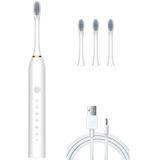 Oplaadbare ultrasone elektrische tandenborstels met zachte haren Flosser 6 versnellingen met 4 borstels