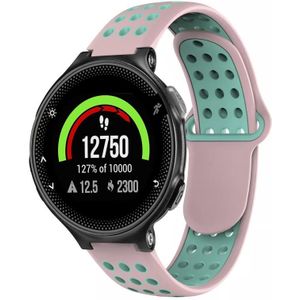 Voor Garmin Forerunner 235 tweekleurige geperforeerde ademende siliconen horlogeband (roze + groenblauw)