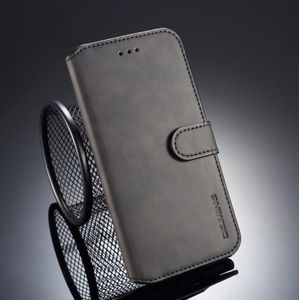 DG.MING Retro Oil Side Horizontal Flip Case for iPhone 8 Plus & 7 Plus  with Holder & Card Slots & Wallet (Black)