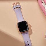 Voor Apple Watch 3 42 mm siliconen horlogeband met pingesp (baby paars)