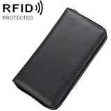 KB161 Antimagnetic RFID Long Zipper Leather Wallet Large-capacity Card Holder (Black)