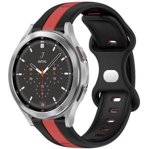 Voor Samsung Galaxy Watch 4 Classic 46 mm 20 mm vlindergesp tweekleurige siliconen horlogeband (zwart + rood)