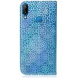 For Huawei P20 Lite / Nova 3e Solid Color Colorful Magnetic Buckle Horizontal Flip PU Leather Case with Holder & Card Slots & Wallet & Lanyard(Blue)