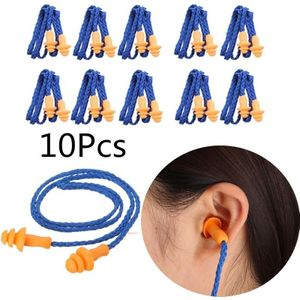 10 PCS Soft Silicone Corded Ear Plugs ears Protector Reusable Hearing Protection Noise Reduction Earplugs