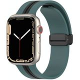 Magnetische sluiting tweekleurige siliconen horlogeband voor Apple Watch Series 8 & 7 41 mm / SE 2 & 6 & SE & 5 & 4 40 mm / 3 & 2 & 1 38 mm (olijfgroen + zwart)