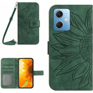 Voor Xiaomi Redmi Note 12 5G Skin Feel Sun Flower Pattern Flip lederen telefoonhoes met lanyard