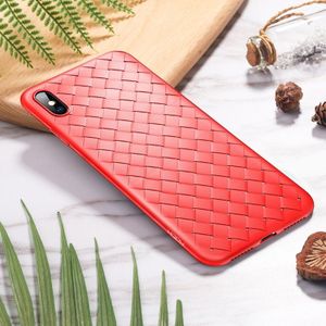 ROCK Slim Weave Style TPU Soft Case for iPhone XS(Red)