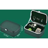 HN-002 Travel Mini Portable PU Ear Stud Jewelry Storage Box(Red)