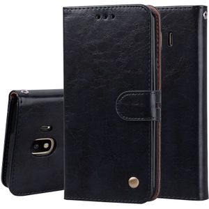 Business Style Oil Wax Texture Horizontal Flip Leather Case for Galaxy J4 (EU Version) (2018)  with Holder & Card Slots & Wallet (Black)