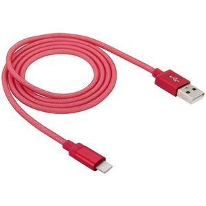 1m Net Style High Quality Metal Head 8pin to USB Data / Charger Cable  For iPhone X / iPhone 8 & 8 Plus / iPhone 7 & 7 Plus / iPhone 6 & 6s & 6 Plus & 6s Plus / iPad(Red)