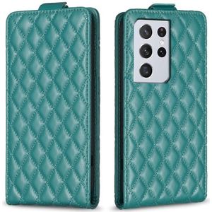 Voor Samsung Galaxy S21 Ultra 5G Diamond Lattice Vertical Flip lederen telefoonhoes