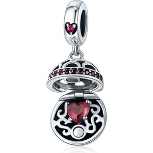 S925 Sterling Silver Love Surprise Pendant DIY Bracelet Necklace Accessories(Red)