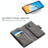 For Huawei P40 Skin Feel Detachable Magnetic Zipper Horizontal Flip PU Leather Case with Multi-Card Slots & Holder & Wallet & Photo Frame & Lanyard(Grey)