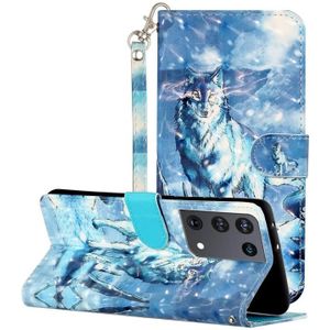 For Samsung Galaxy S21 Ultra 5G 3D Pattern Horizontal Flip Leather Case with Holder & Card Slots & Wallet & Lanyard(Snow Wolf)