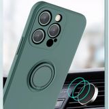 All-inclusive Liquid Silicone Phone Protective Case with Ring Holder & Lanyard For iPhone 13 Pro(Light Cyan)