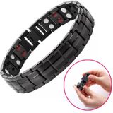 2 PCS Double Row Magnet Magnetic Therapy Bracelet For Men  Colour: Black