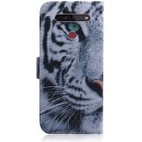 For LG K41S Coloured Drawing Horizontal Flip Leather Case  with Holder & Card Slots & Wallet(Tiger)