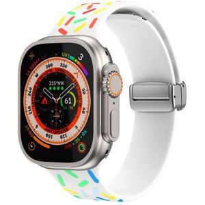 Voor Apple Watch Ultra 49 mm Rainbow Dots siliconen magnetische gesp horlogeband