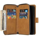 For iPhone 12 Pro Max Zipper Wallet Bag Horizontal Flip PU Leather Case with Holder & 9 Card Slots & Wallet & Lanyard & Photo Frame(Brown)