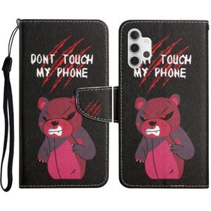 Voor Samsung Galaxy A32 5G Geschilderd Patroon Horizontale Flip Lederen Case met Houder & Card Slot & Portemonnee (Red Bear)