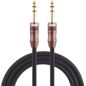 EMK 6.35mm Male to Male 4 Section Gold-plated Plug Cotton Braided Audio Cable for Guitar Amplifier Mixer  Length: 2m(Black)