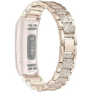 Voor Fitbit Charge 5 Diamond roestvrijstalen vervangende band horlogeband (retro goud)