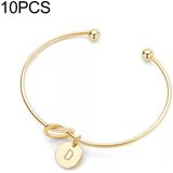10 PCS Alloy Letter D Bracelet Snake Chain Charm Bracelets(Gold)