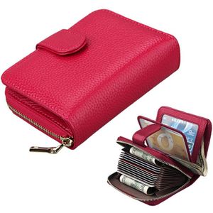 KB132 Female Style Full Grain Cow Leather Multifunctional Wallet/ Card Bag/ Driving License Package(Magenta)