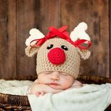 Children Photography Clothing Hand-knitted Cartoon Christmas Deer Shape Wool Cap  Size:S