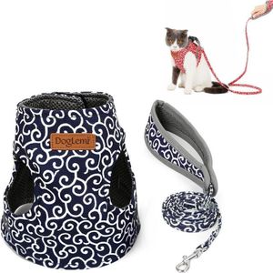 DogLemi Pet Cat Traction Rope Chest Harness Vest Type Traction Suit Cat Walking Rope  Size:XS(Blue)