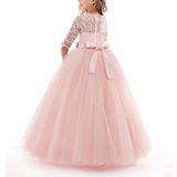 Girls Party Dress Children Clothing Bridesmaid Wedding Flower Girl Princess Dress  Height:140cm(Pink)