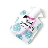 Cartoon Mini Water Injection Hot Water Bag Portable Hand Warmer  Color:White Flamingo