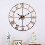 45cm Retro Living Room Iron Round Roman Numeral Mute Decorative Wall Clock (Vintage Gold)