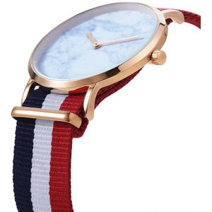 CAGARNY 6812 Round Dial Alloy Gold Case Fashion Couple Watch Men & Women Lover Quartz Watches with Nylon Band