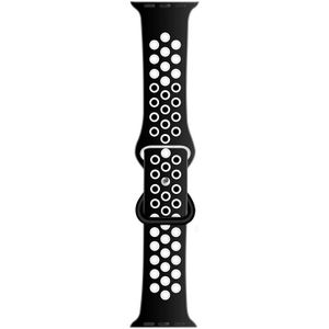 Butterfly Buckle Dual-tone Liquid Silicone Replacement Watchband For Apple Watch Series 7 & 6 & SE & 5 & 4 40mm  / 3 & 2 & 1 38mm(Black+White)