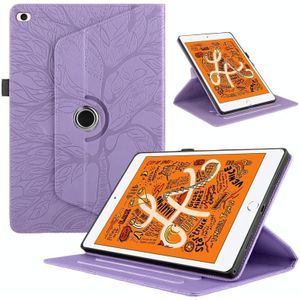 Voor iPad mini 5 / mini 4 / mini 3 Tree Life reliëf rotatie lederen slimme tablethoes