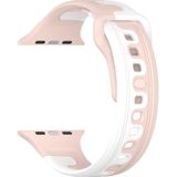 Voor Apple Watch SE 2023 44 mm dubbele kleur siliconen horlogeband (roze + wit)