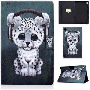 For Lenovo Tab M10 Plus TB-X606F Colored Drawing Horizontal Flip Leather Case with Holder & Card Slots & Sleep / Wake-up Function(Music Leopard)