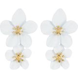 2 PCS Ladies Fashion Geometric Flower Earrings(White)