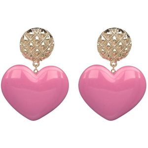 Peach Heart Earrings Retro Series Acrylic Stud Earrings for Women(Cold Pink)