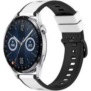 Voor Huawei Watch GT3 46 mm 22 mm tweekleurige siliconen horlogeband (wit + zwart)