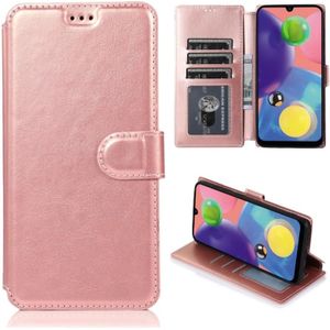 For Samsung Galaxy A70s Calf Texture Magnetic Buckle Horizontal Flip Leather Case with Holder & Card Slots & Wallet & Photo Frame(Rose Gold)