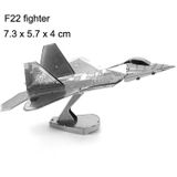 3 PCS 3D Metal Assembly Model DIY Puzzel  Stijl: F22 Fighter