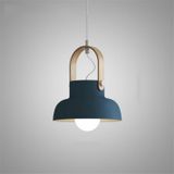 Wood Grain Creative Simple Personality Restaurant Chandelier Single Head Study Bedroom Macaron Bar Small Lamp without Light Source  Size:L(Blue)